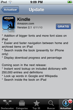 Kindle para iPod update 2.1