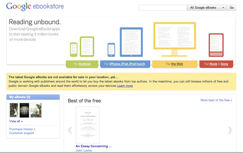 Se inaugura la Google eBookstore (o para leer libros en internet)