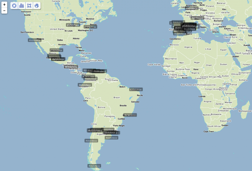 Así se veía el mundo a las 21:30 (hora española) gracias a Trendsmap. Vía @imlaurie y Biblioblog 3a ed.