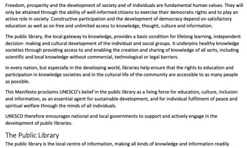 Actualización del Manifiesto IFLA-UNESCO sobre la biblioteca pública