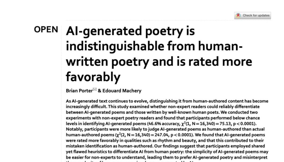 poesía generada por IA es indistinguible
